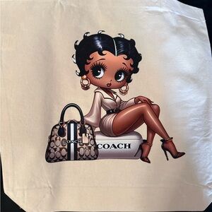 Coach Beige Signature Tote with Betty Boop Graphic